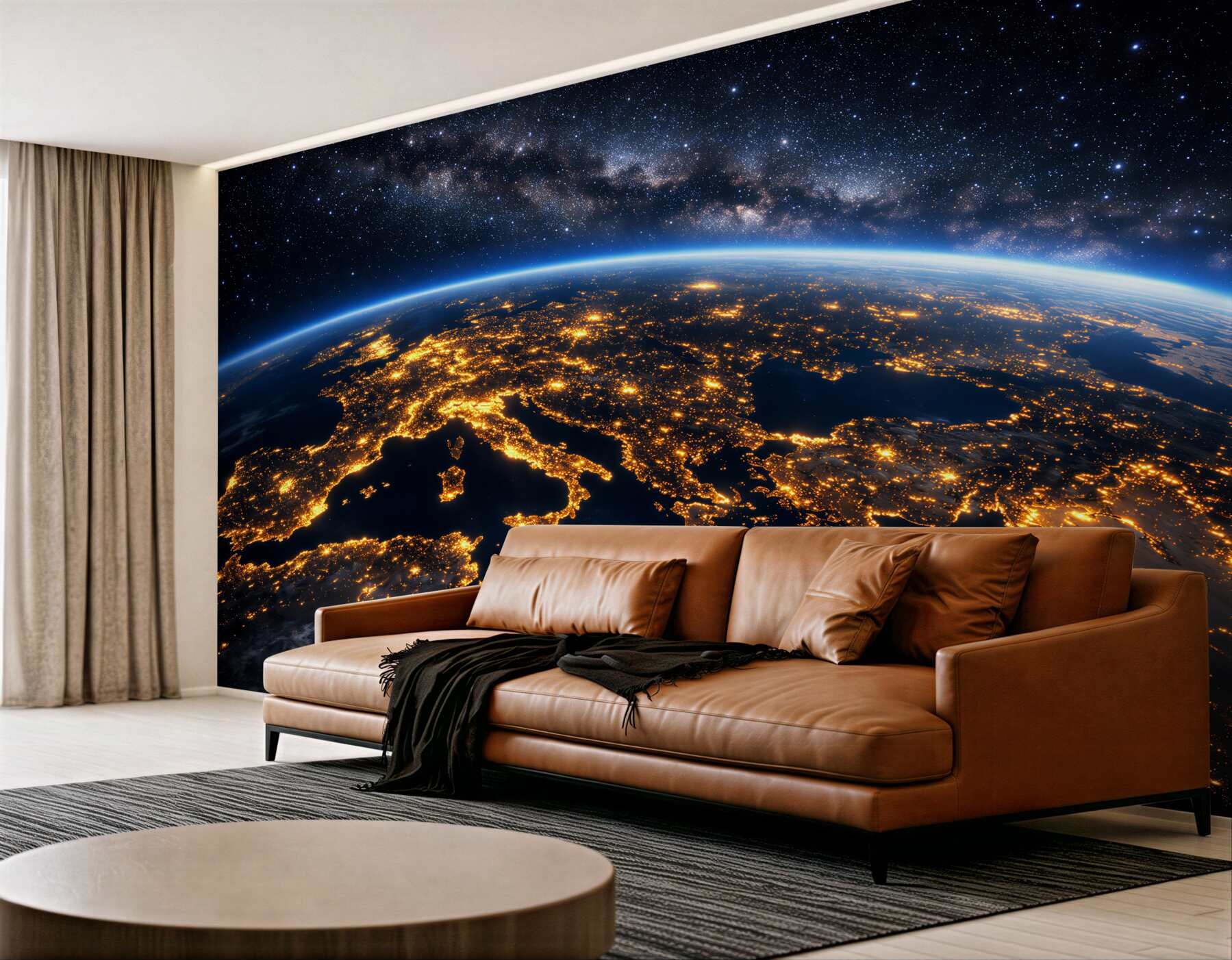 Papier peint terre la nuit sous les étoiles