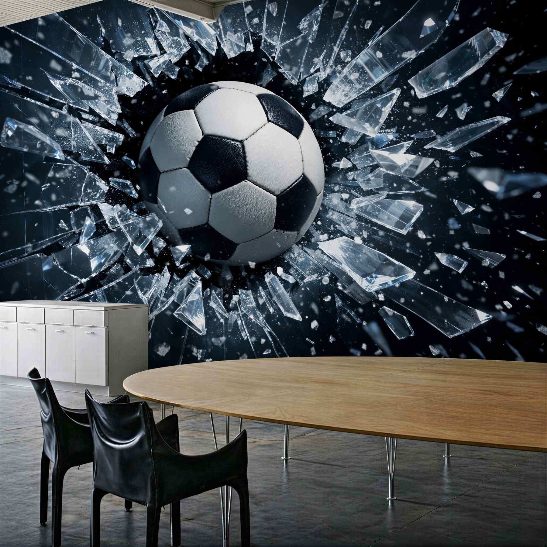 Papier peint balle brisant une surface en verre