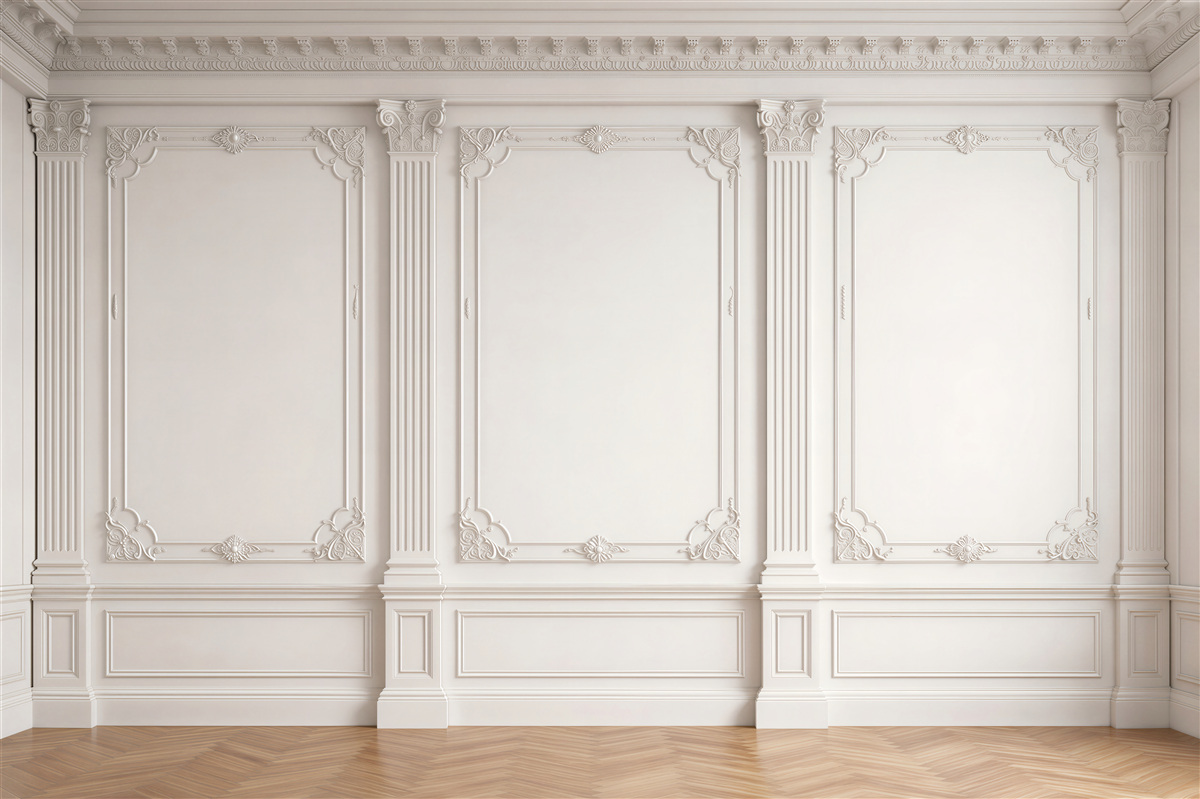 Papier peint boiserie blanche classique de palais