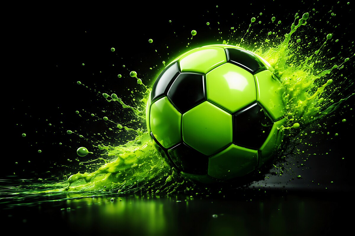 Papier peint ballon vert dans une explosion de peinture