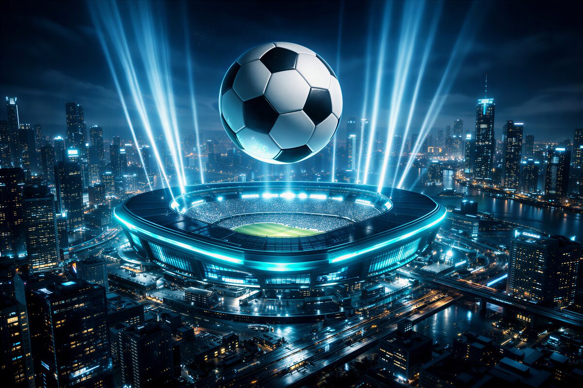 Papier peint stade futuriste dans l'éclat de la ville