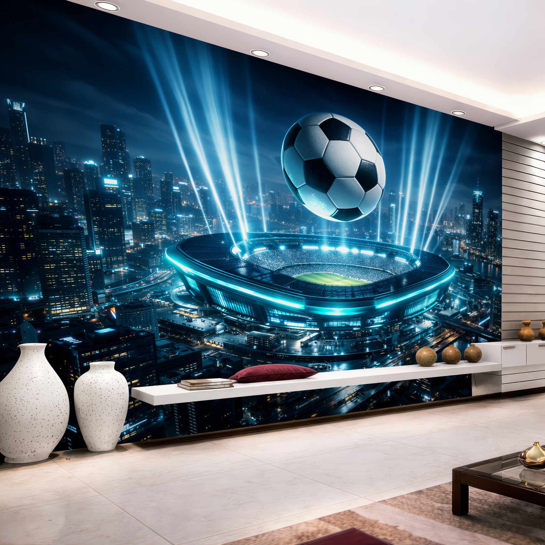 Papier peint stade futuriste dans l'éclat de la ville