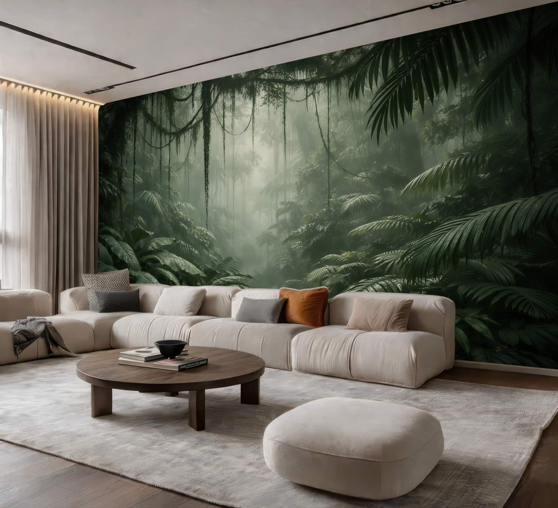 Papier peint jungle tropicale brumeuse