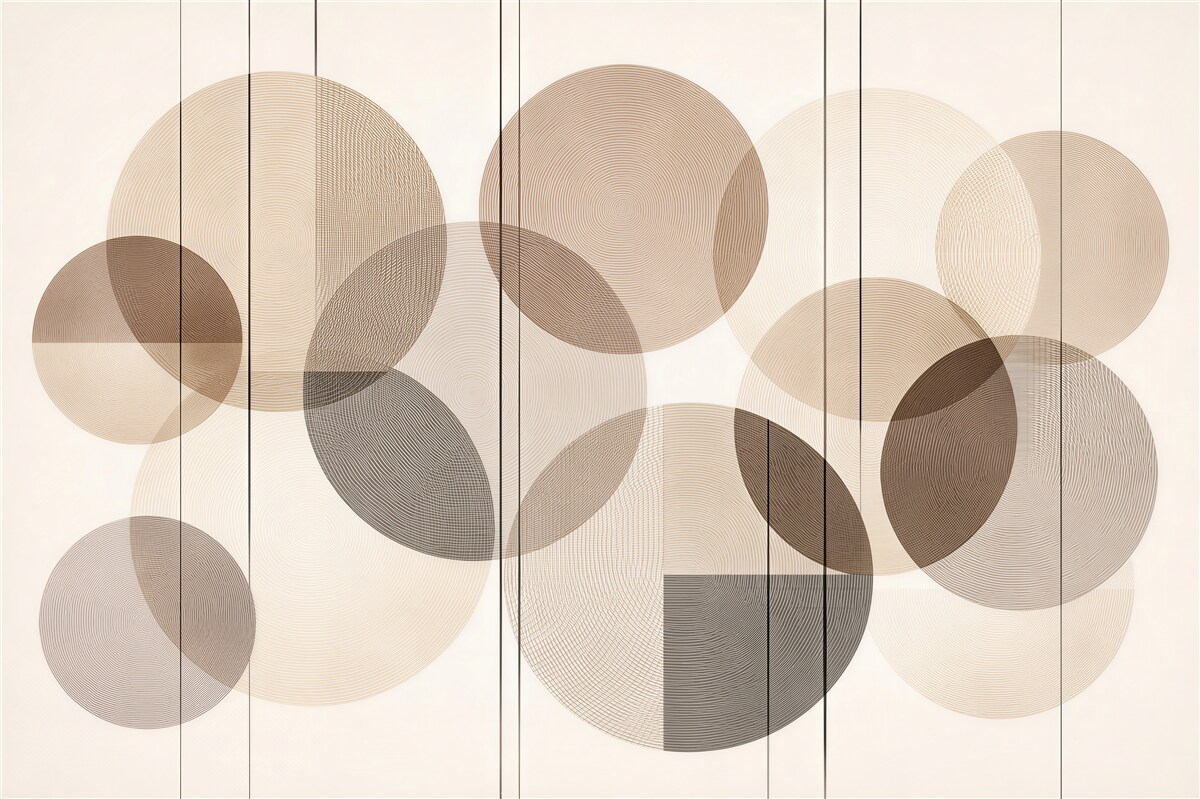 Papier peint cercles beiges en harmonie moderne