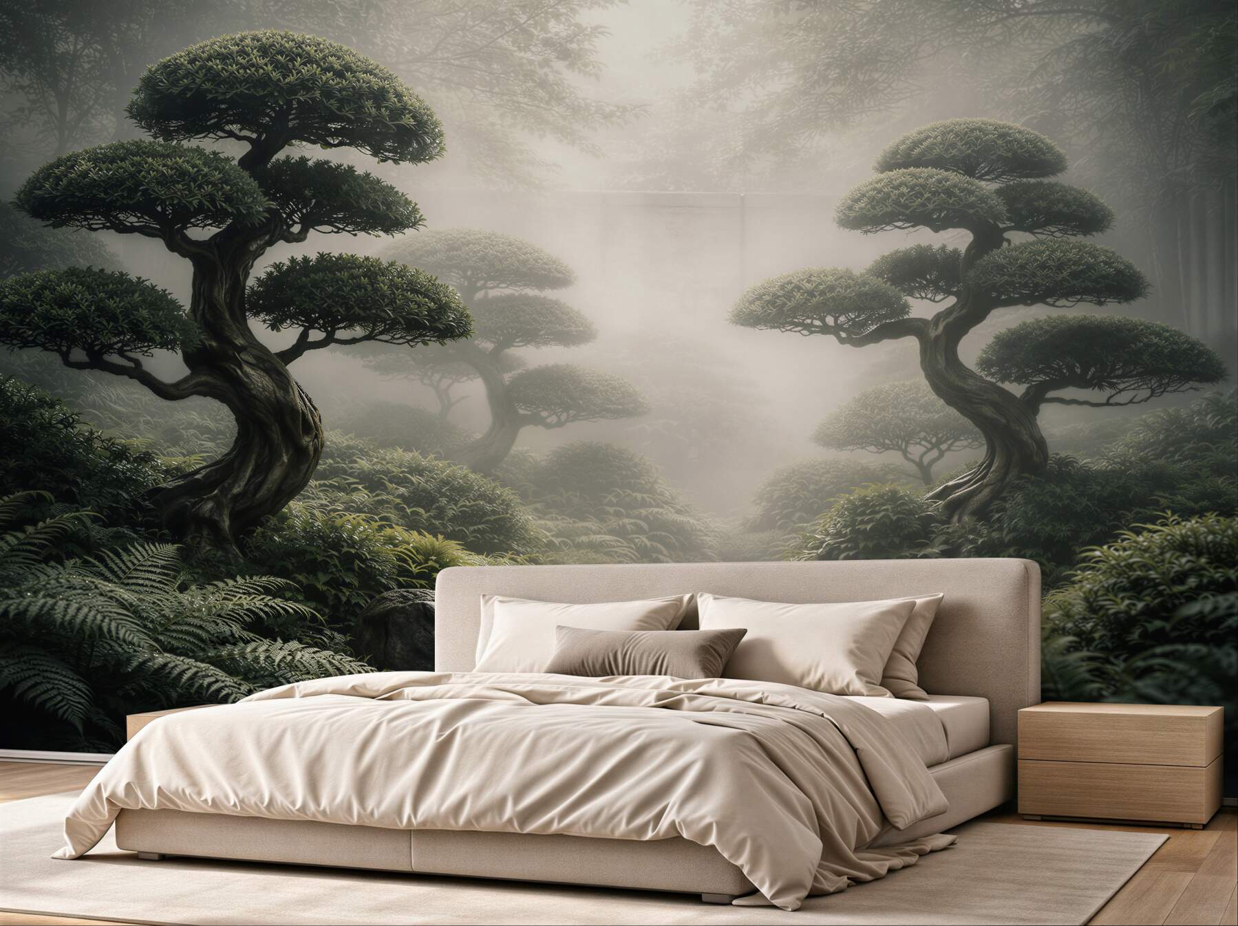 Papier peint jardin mystique bonsaï