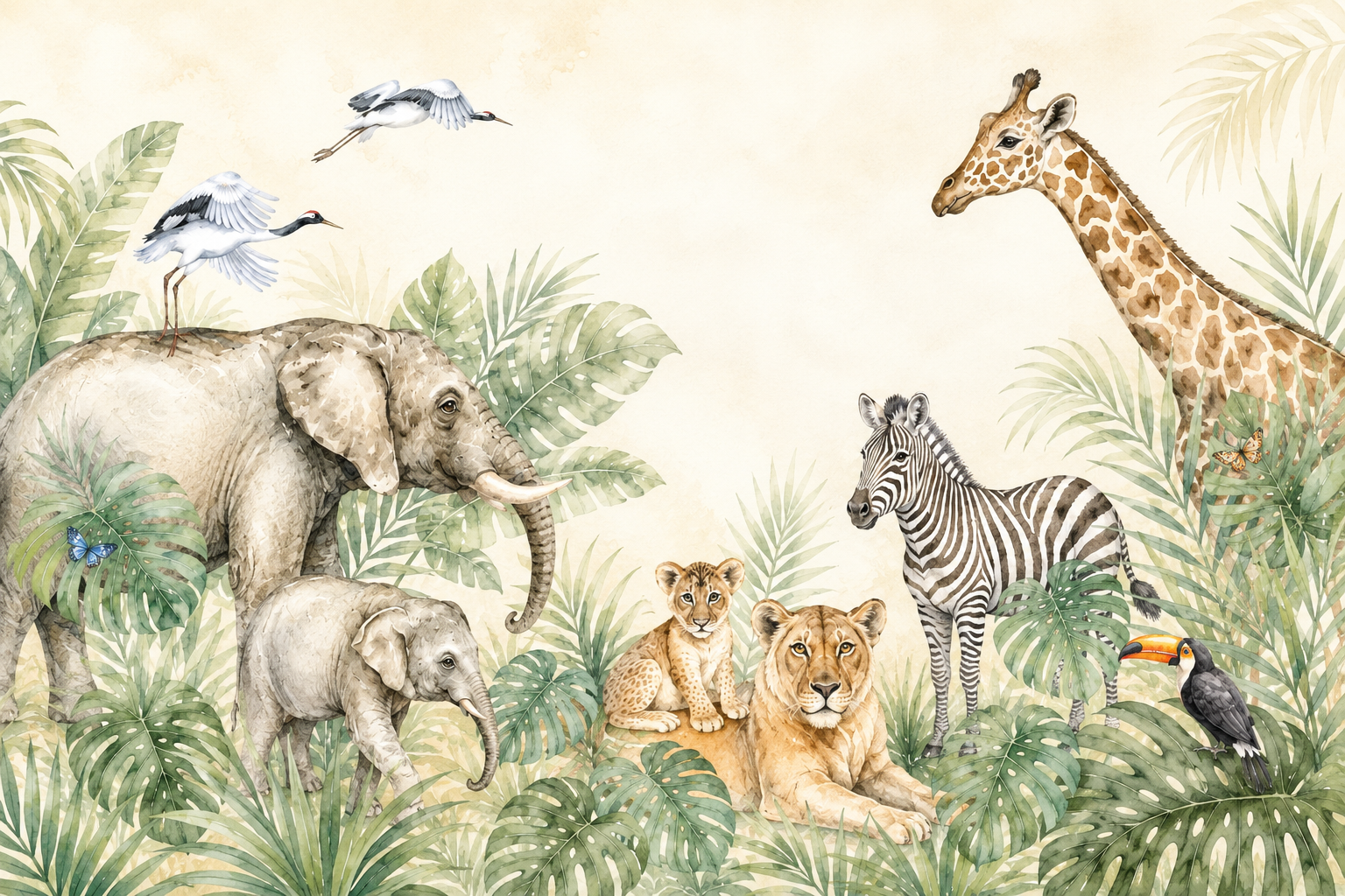 Papier peint Grands animaux tropicaux