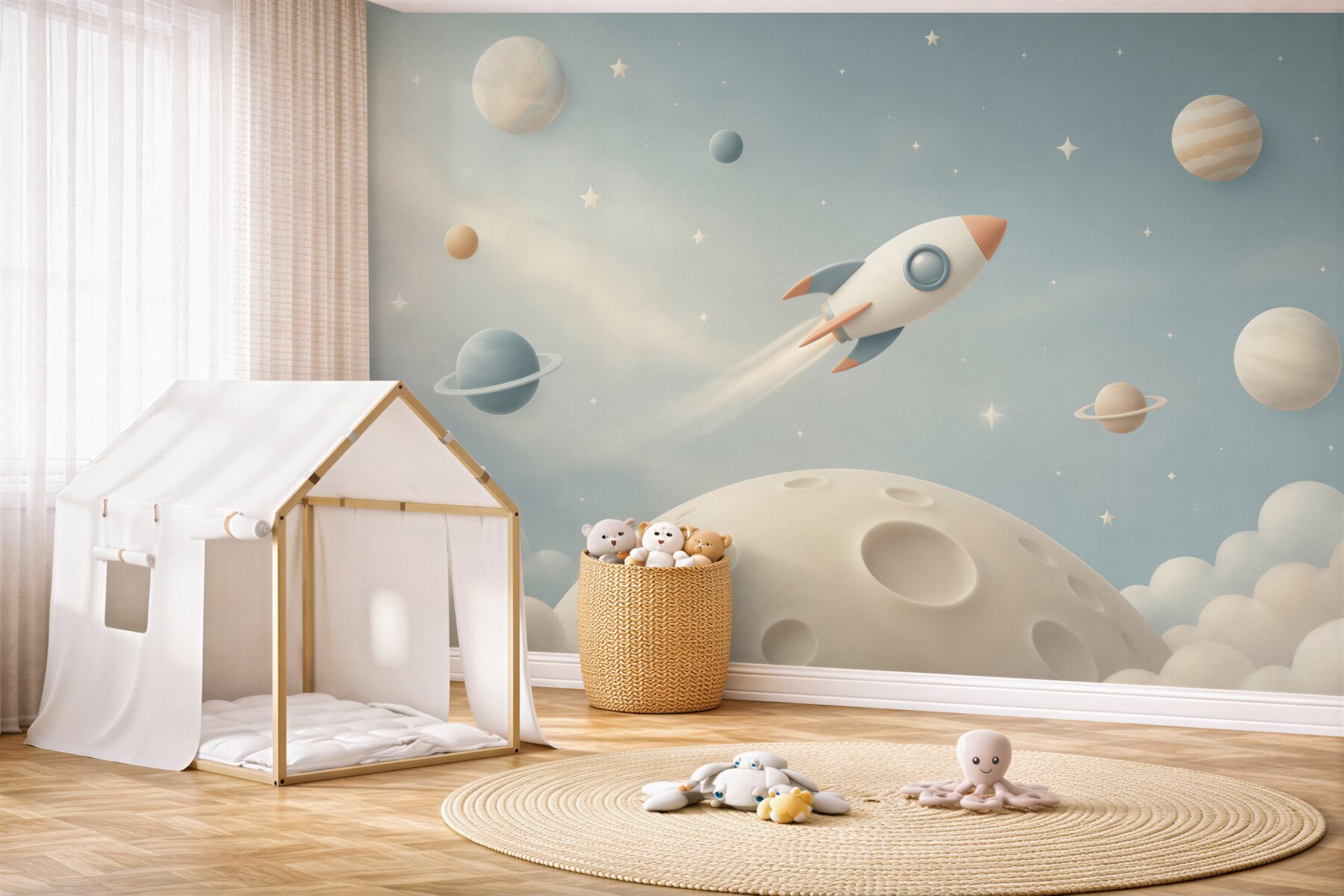 Papier peint Vaisseau spatial et planète