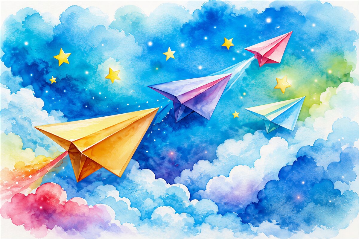 Papier peint Voler avec un avion en papier