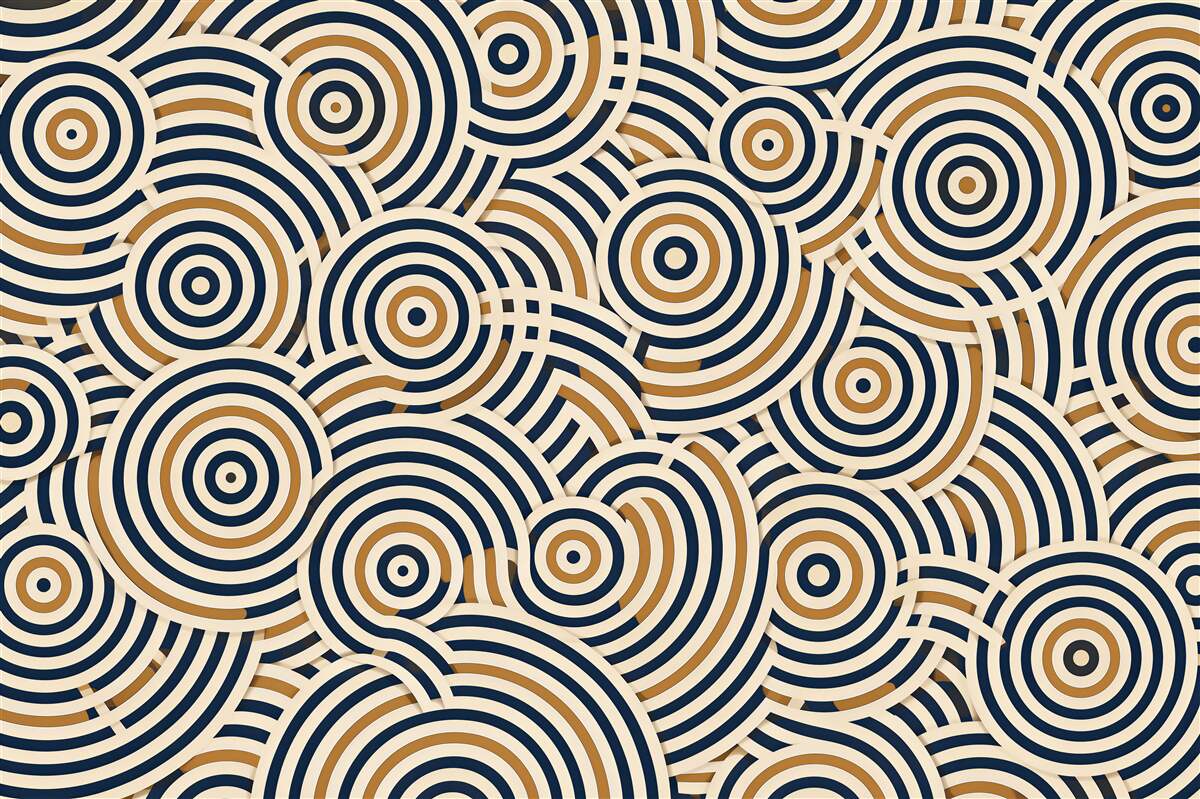 Papier peint cercles abstraits 3D beige gris moderne