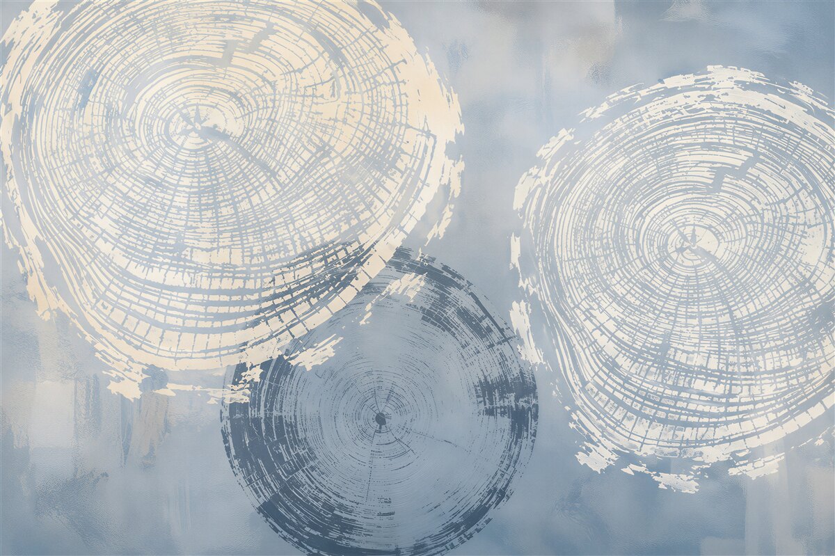 Papier peint motifs de bois abstraits beige et bleu clair modernes