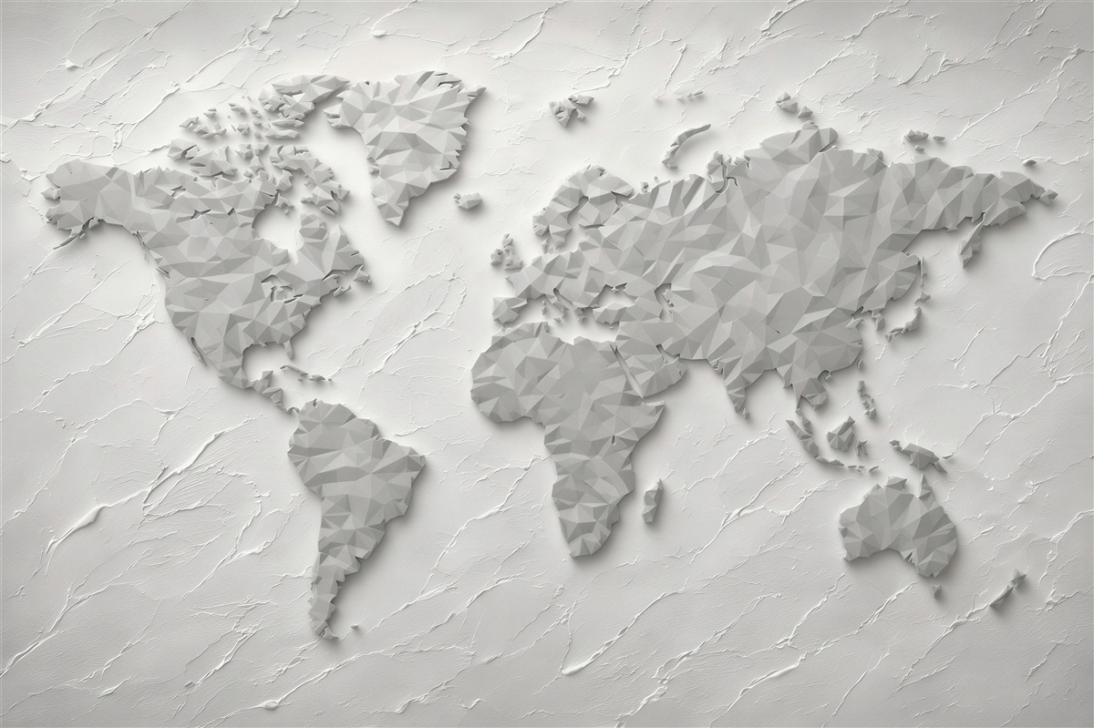 Papier peint carte du monde 3D géométrique beige pour bureau moderne