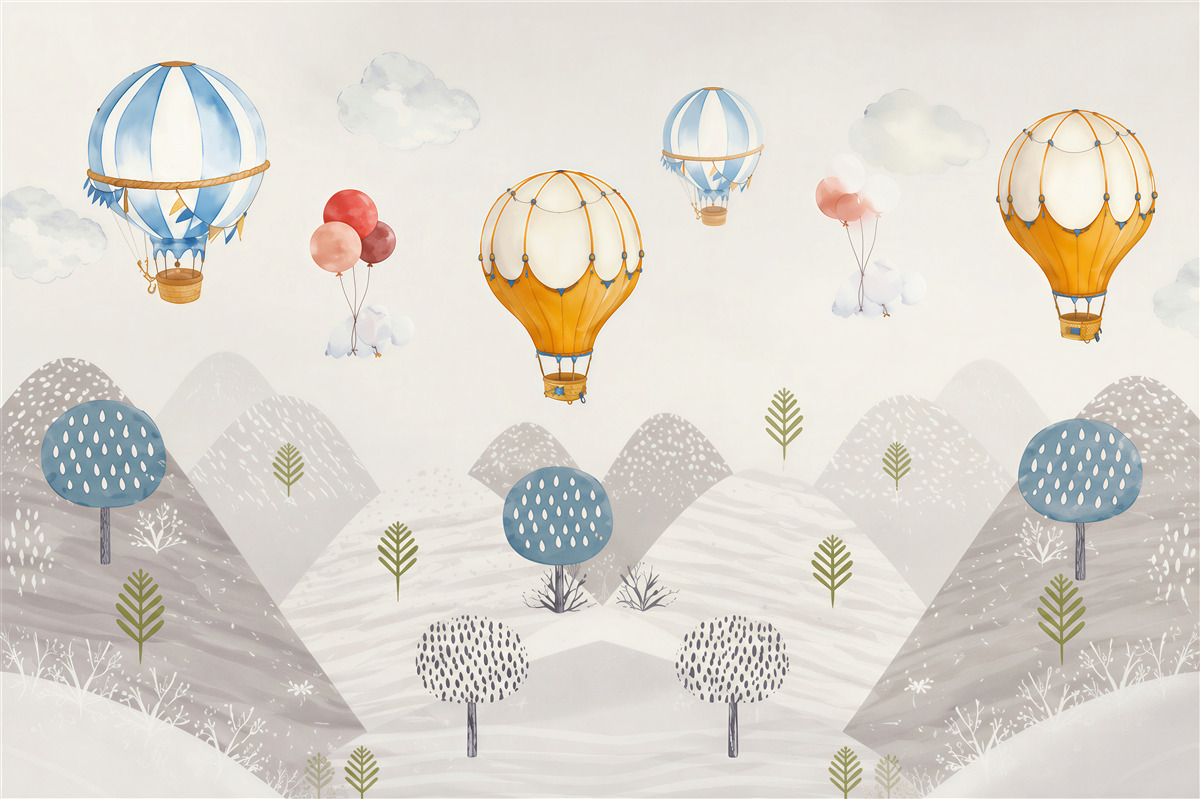Papier peint ballons et montagnes