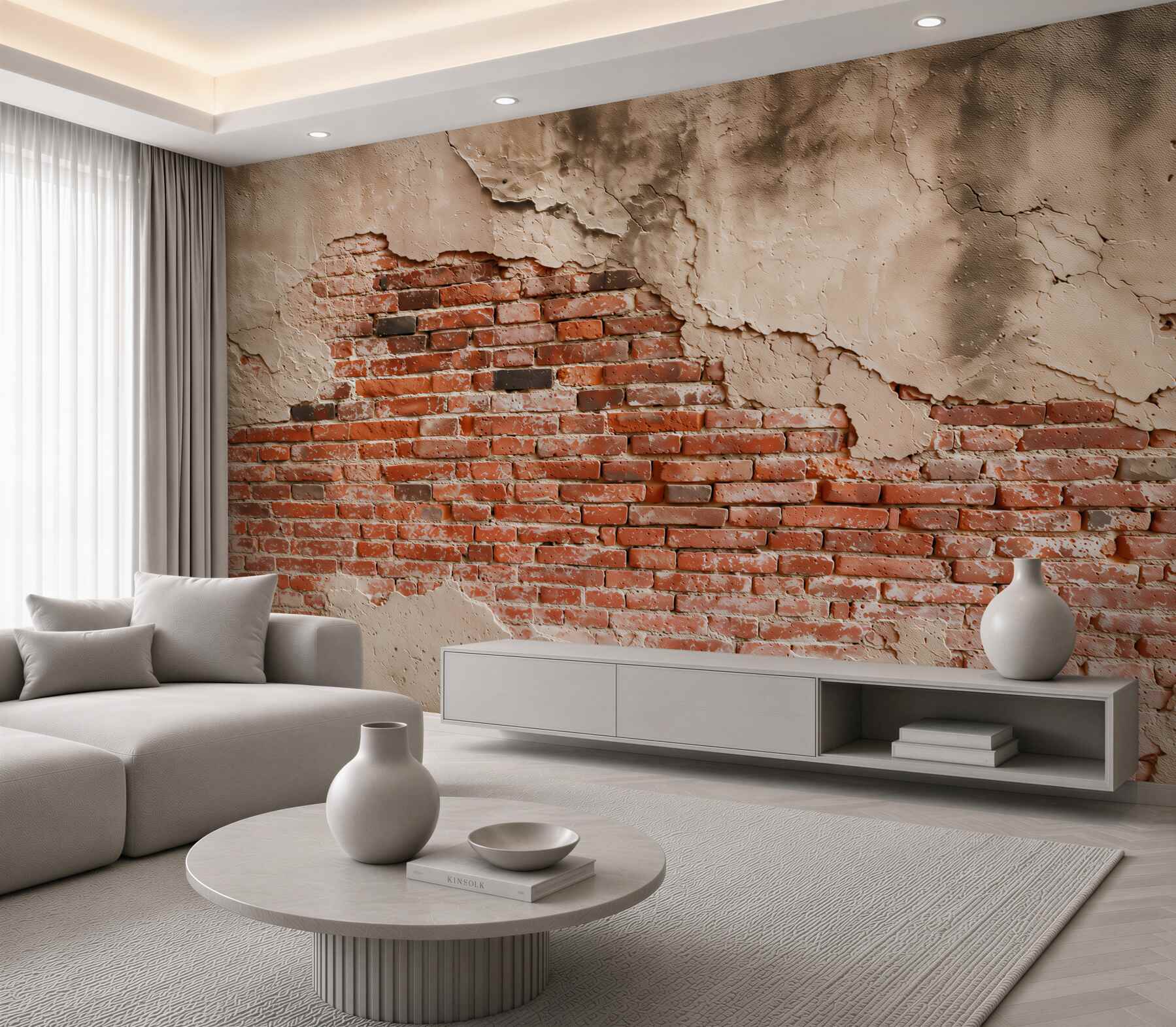 Papier peint mur en briques en ruine