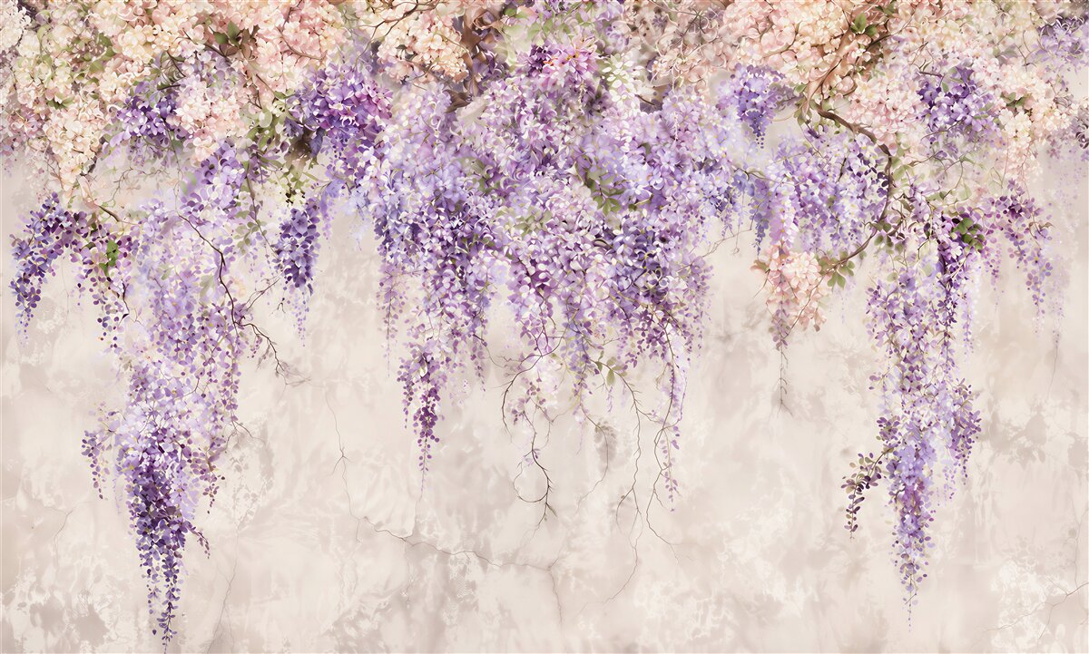 Papier peint fleurs d'automne suspendues