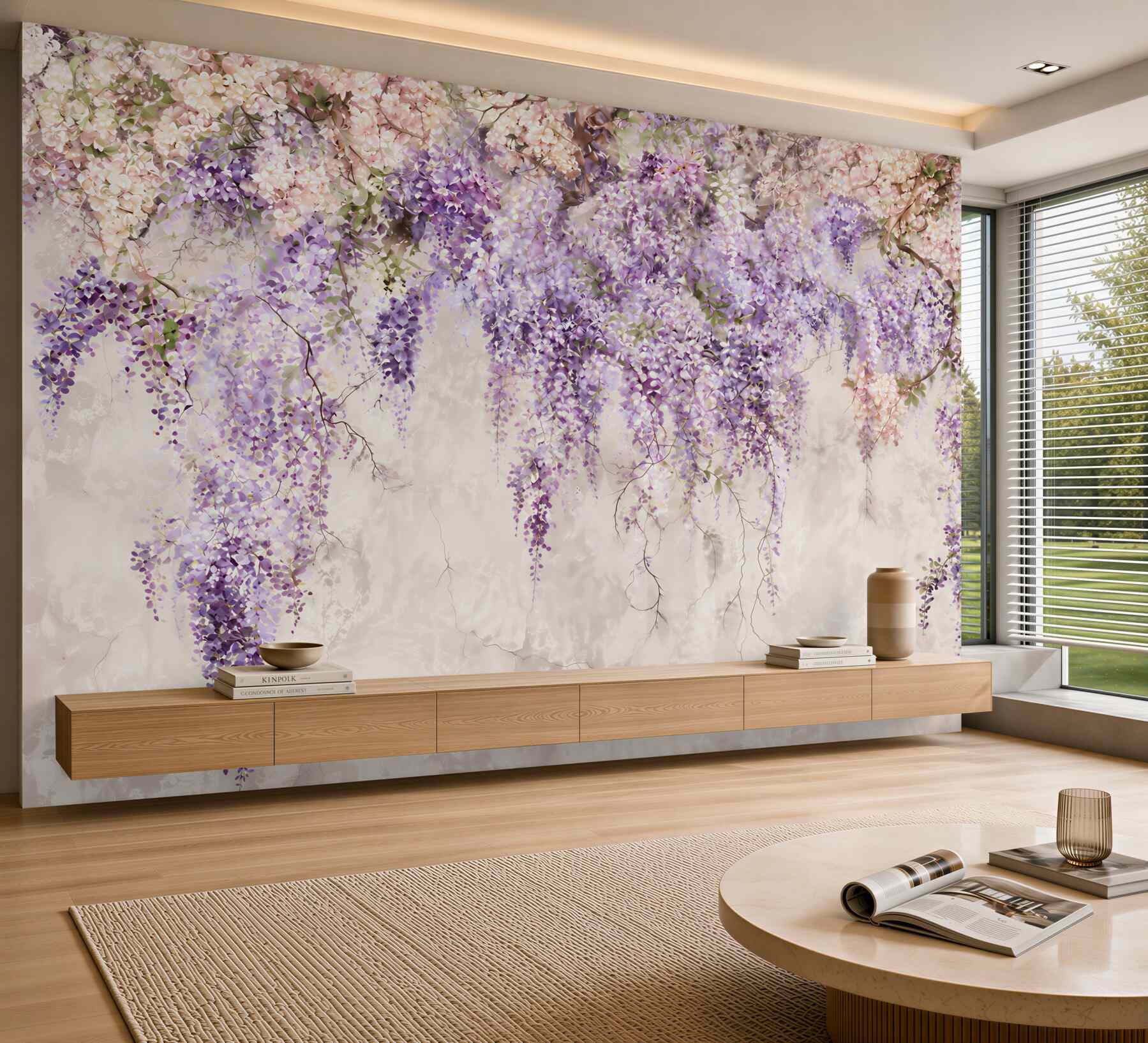 Papier peint fleurs d'automne suspendues