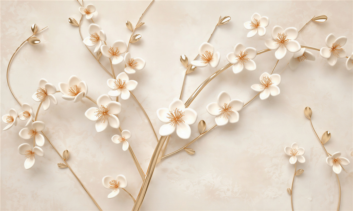 Papier peint plusieurs branches de fleurs blanches de magnolia