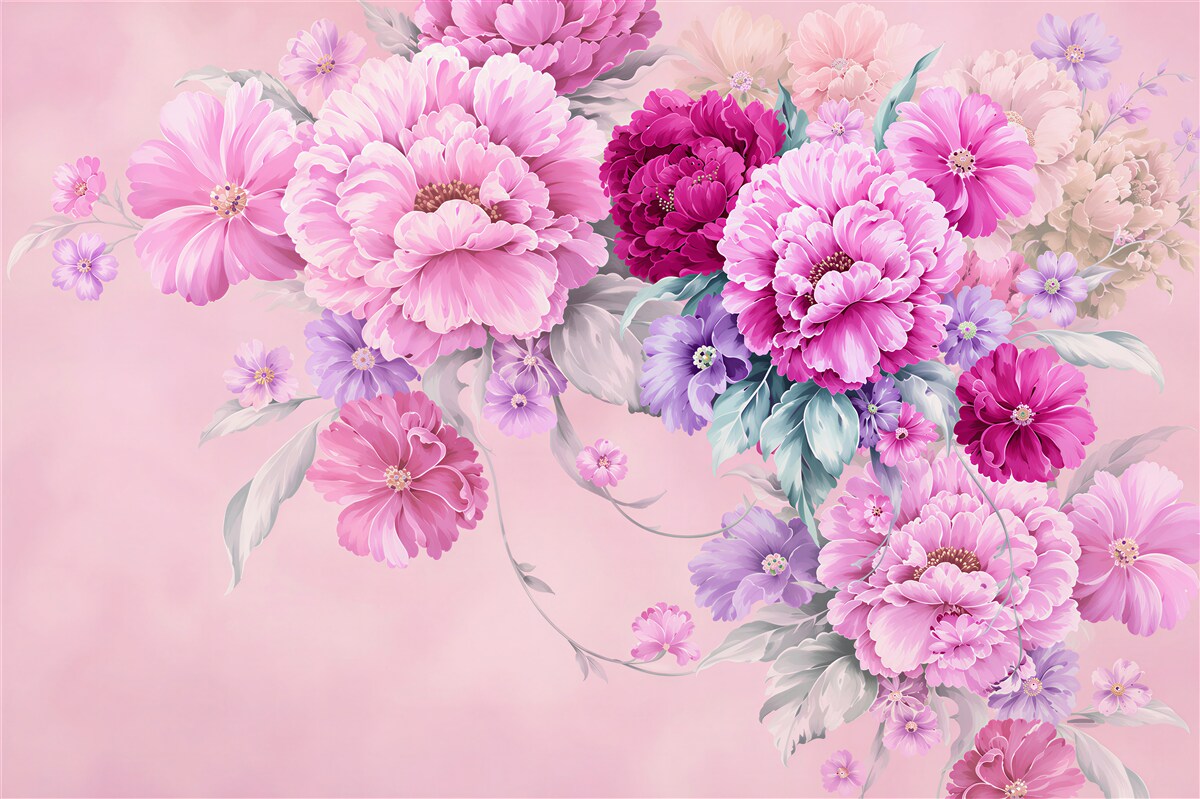 Papier peint composition lilas de fleurs d'automne