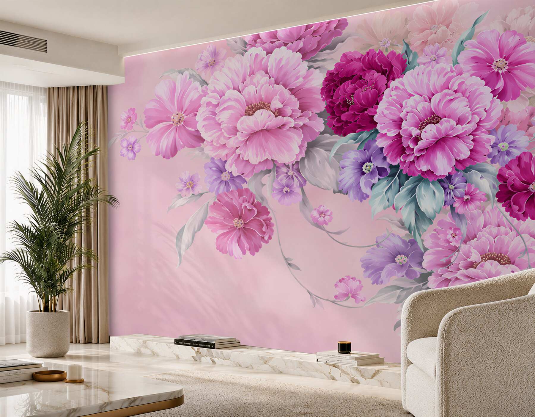 Papier peint composition lilas de fleurs d'automne