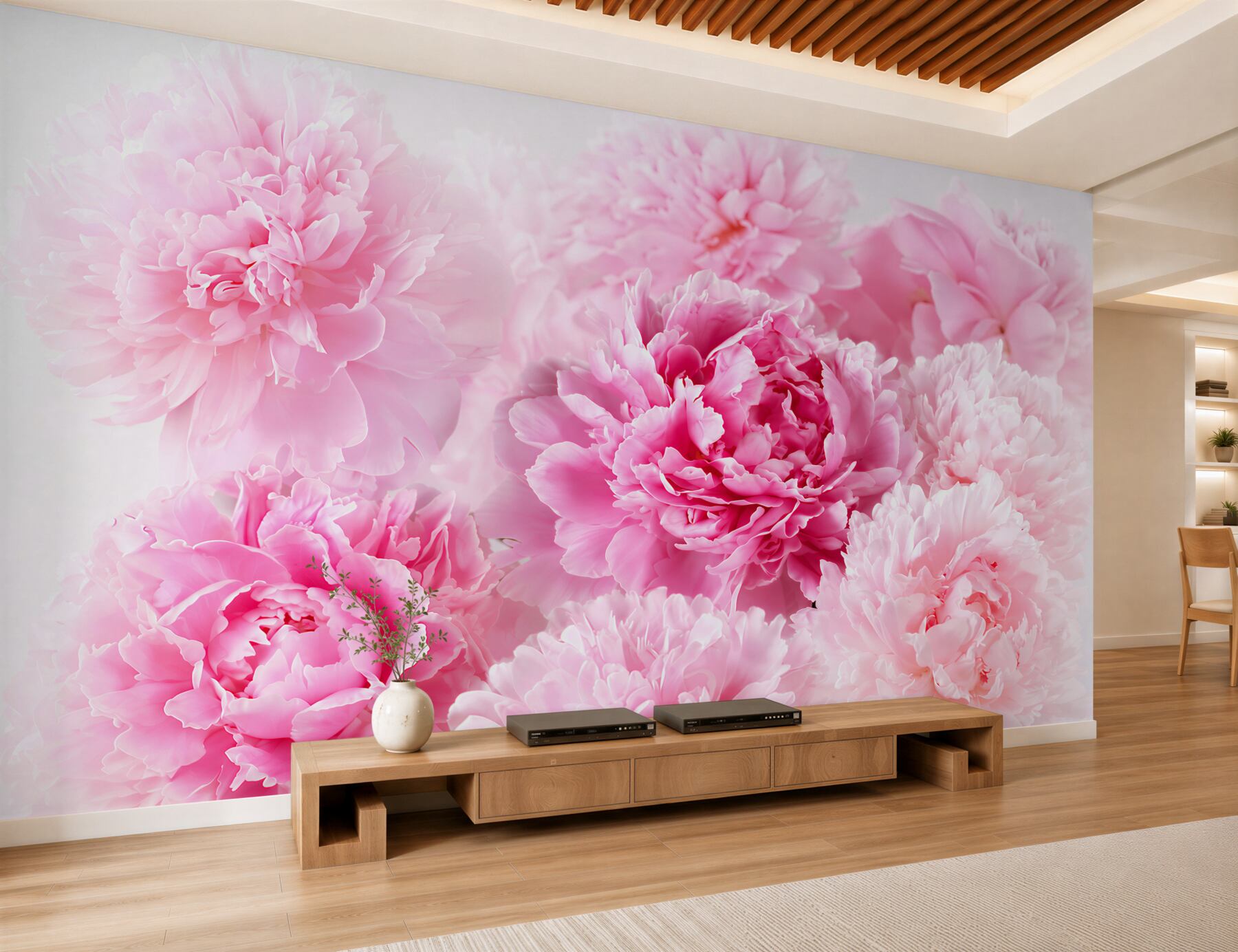 Papier peint jolies pivoines roses