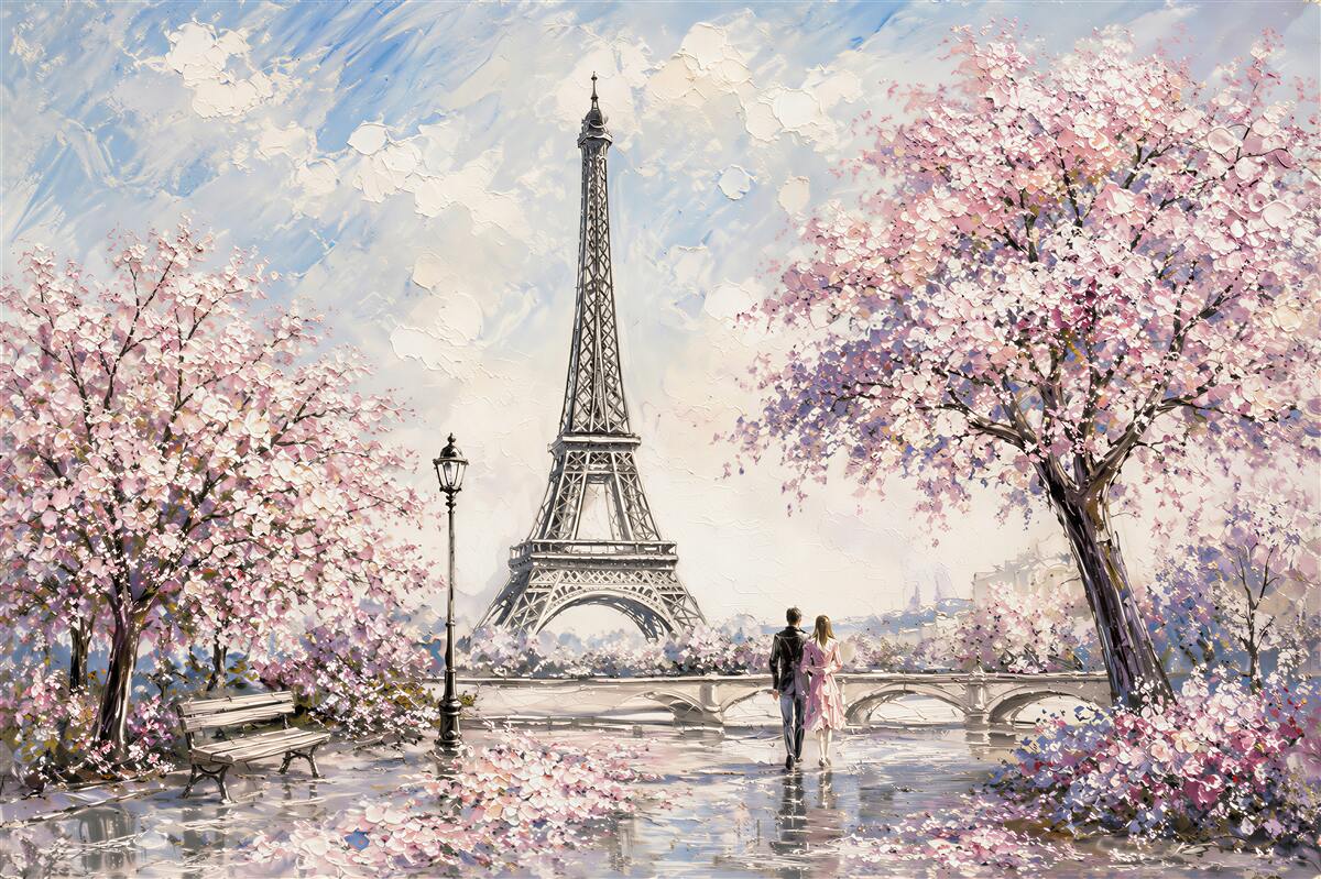 Papier peint amour primaverile vicino alla Torre Eiffel