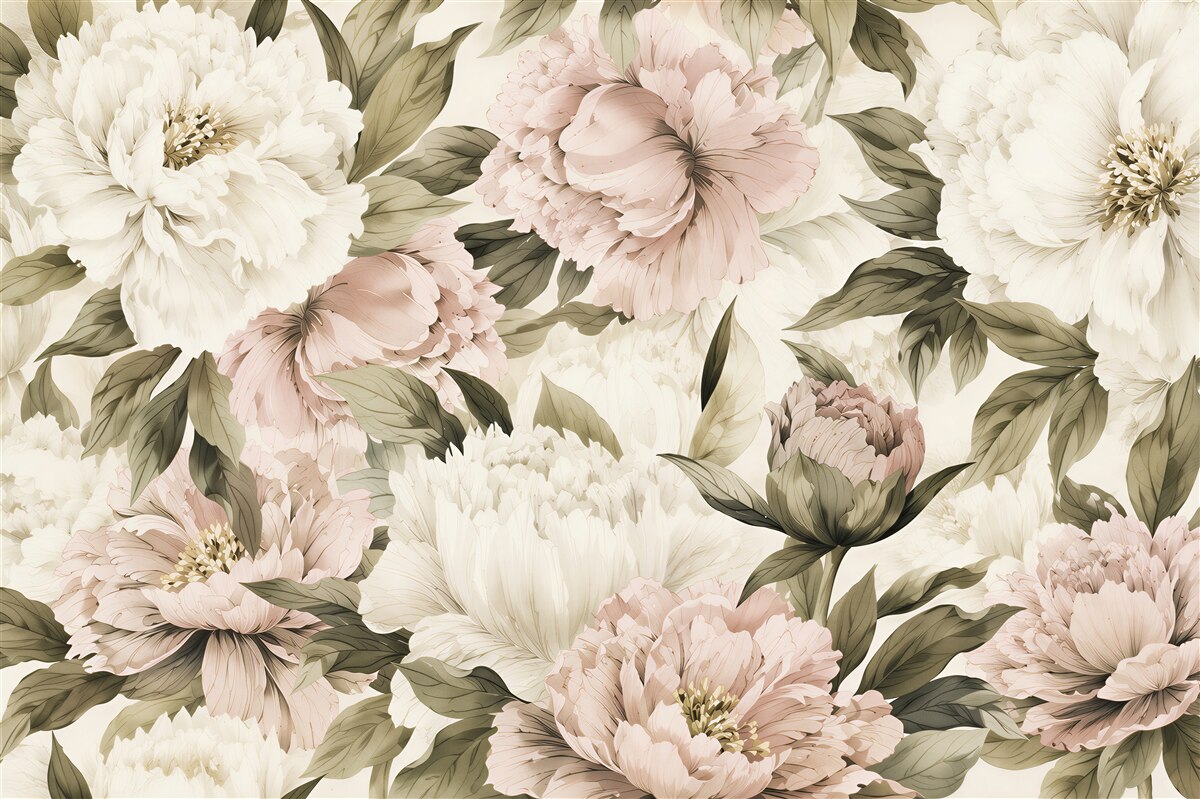 Papier peint énormes boutons de pivoine