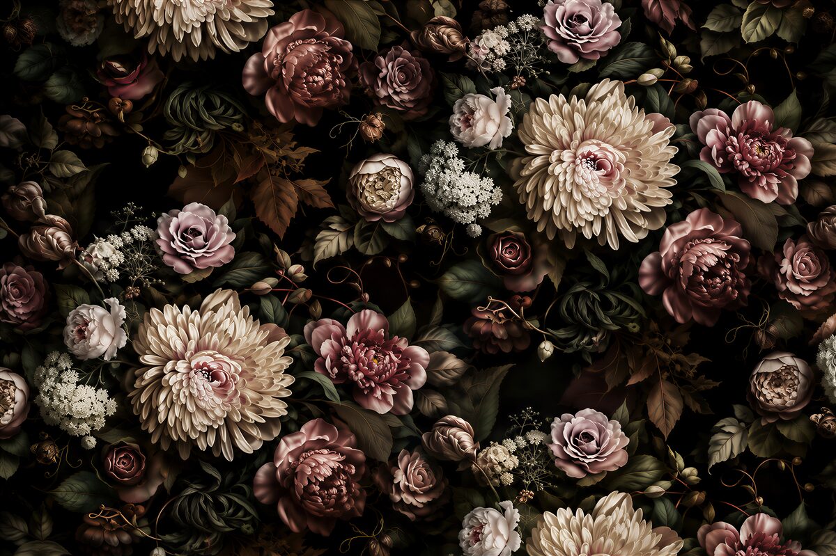 Papier peint panneau de fleurs dans des teintes claires