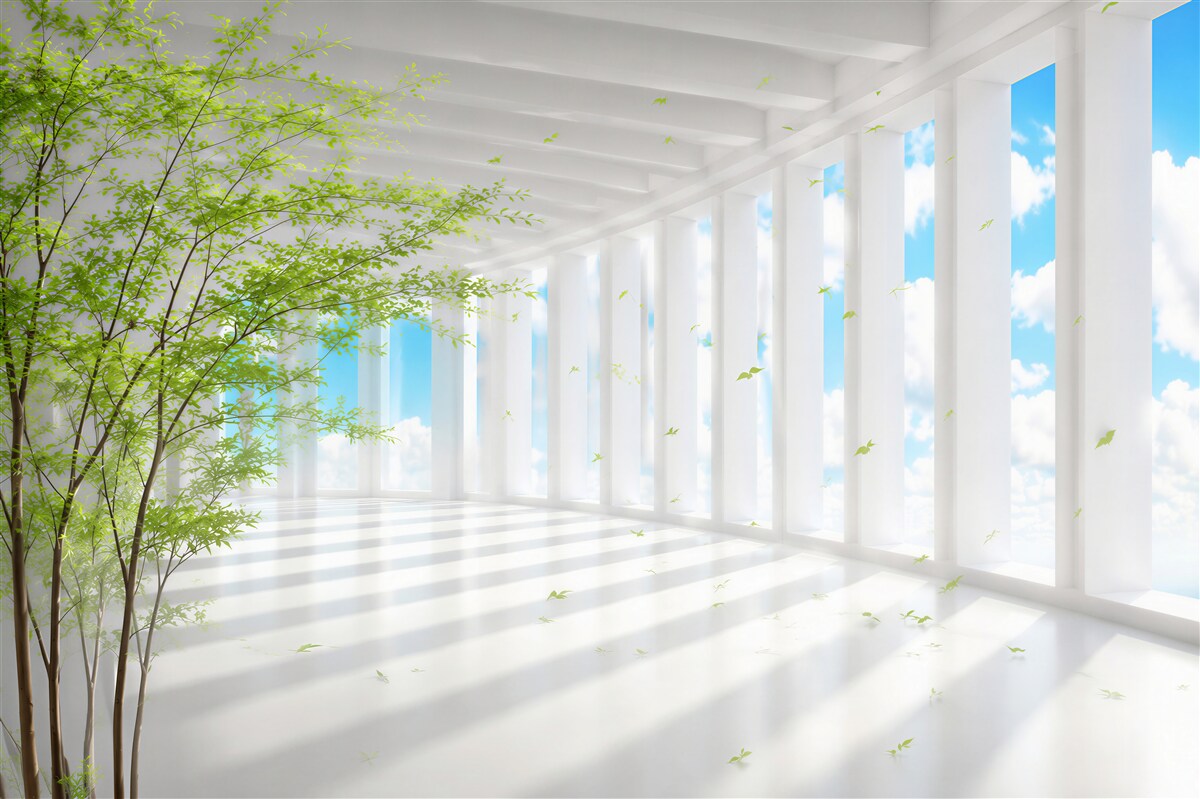 Papier peint terrasse luxueuse avec rayons de soleil