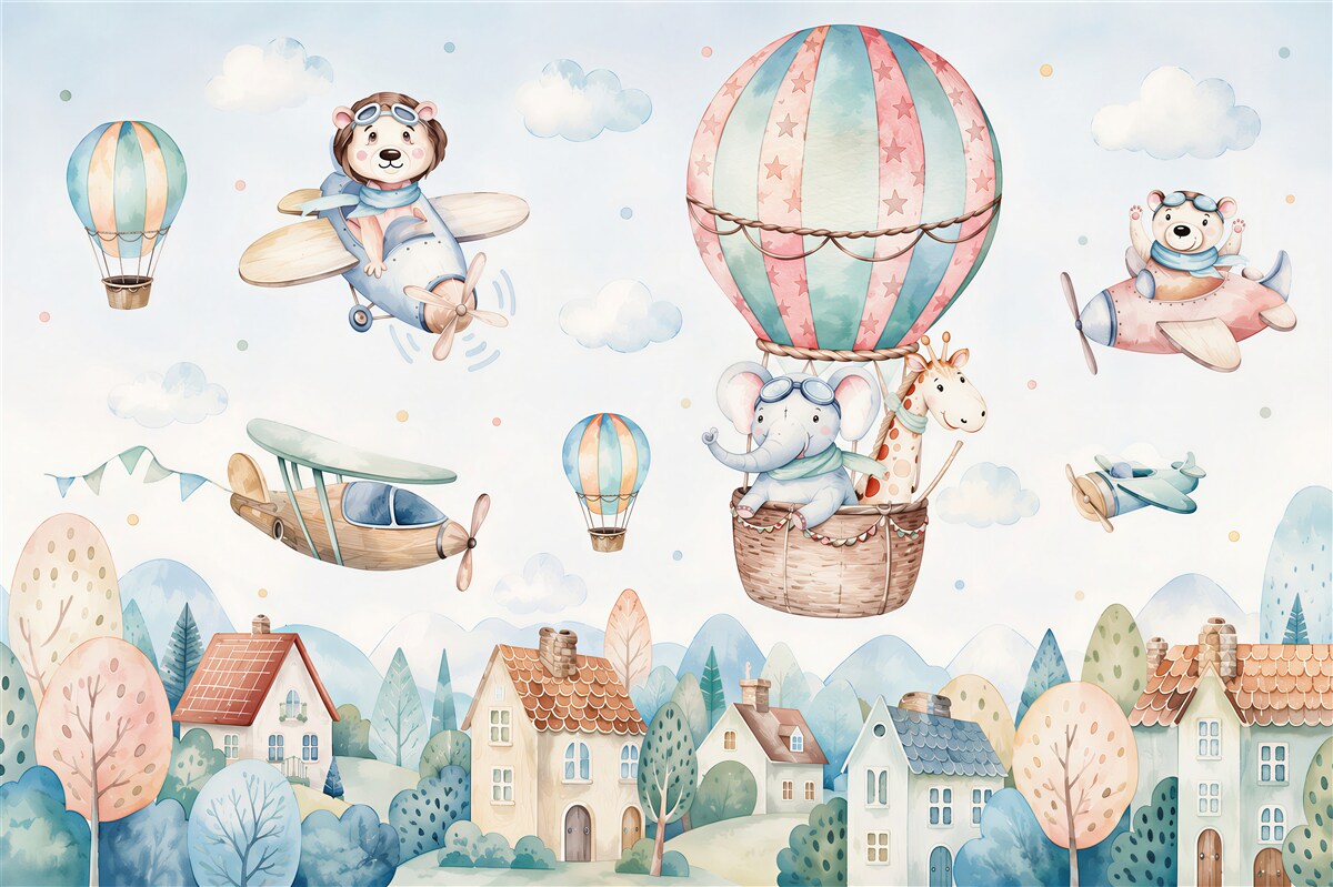 Papier peint animaux volant au-dessus de la ville