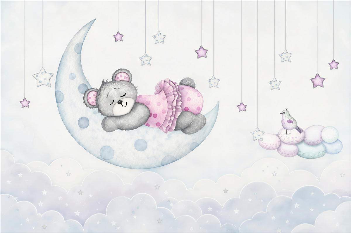 Papier peint ours mignon sur la lune