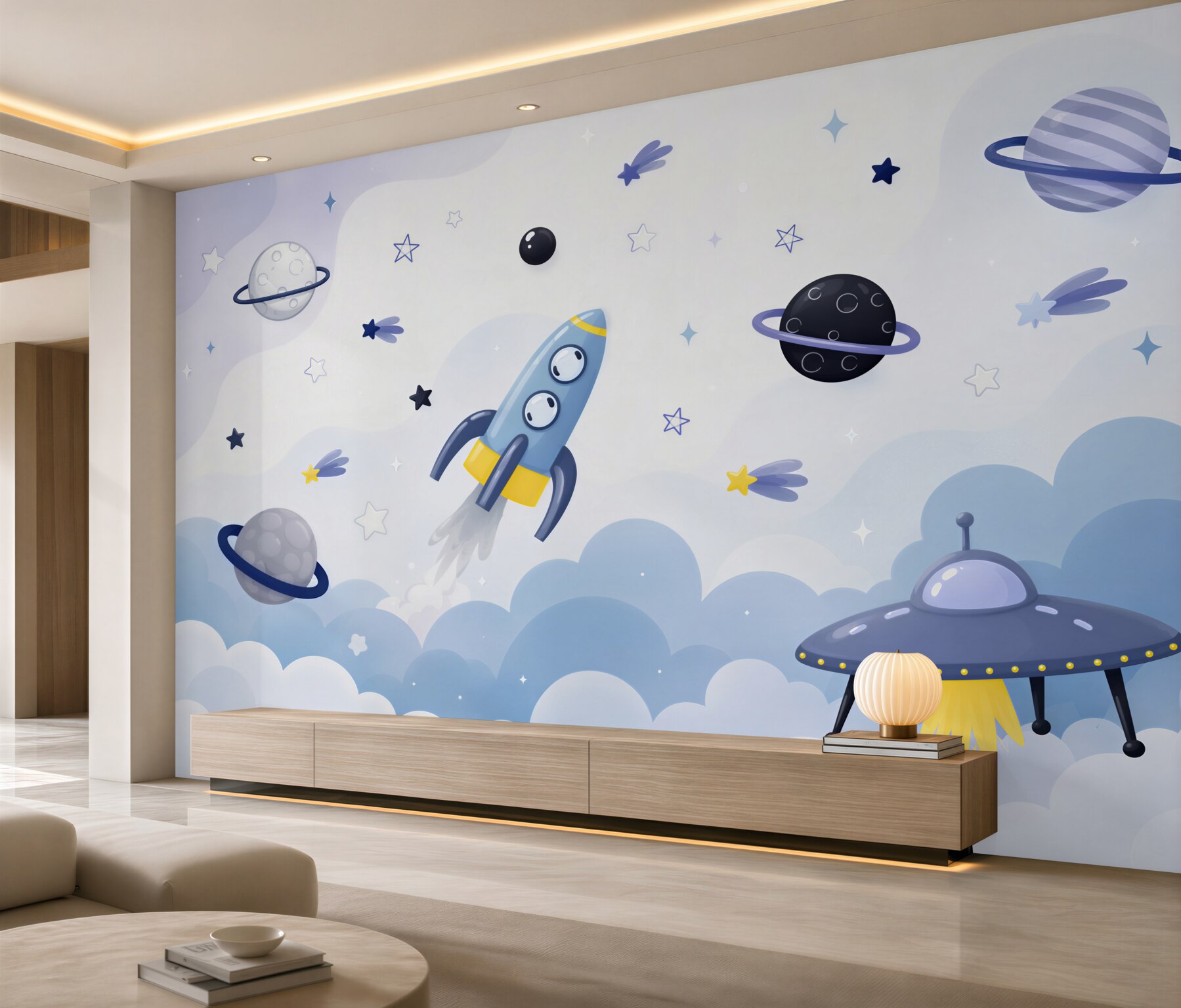 Papier peint véhicules volants dans l'espace