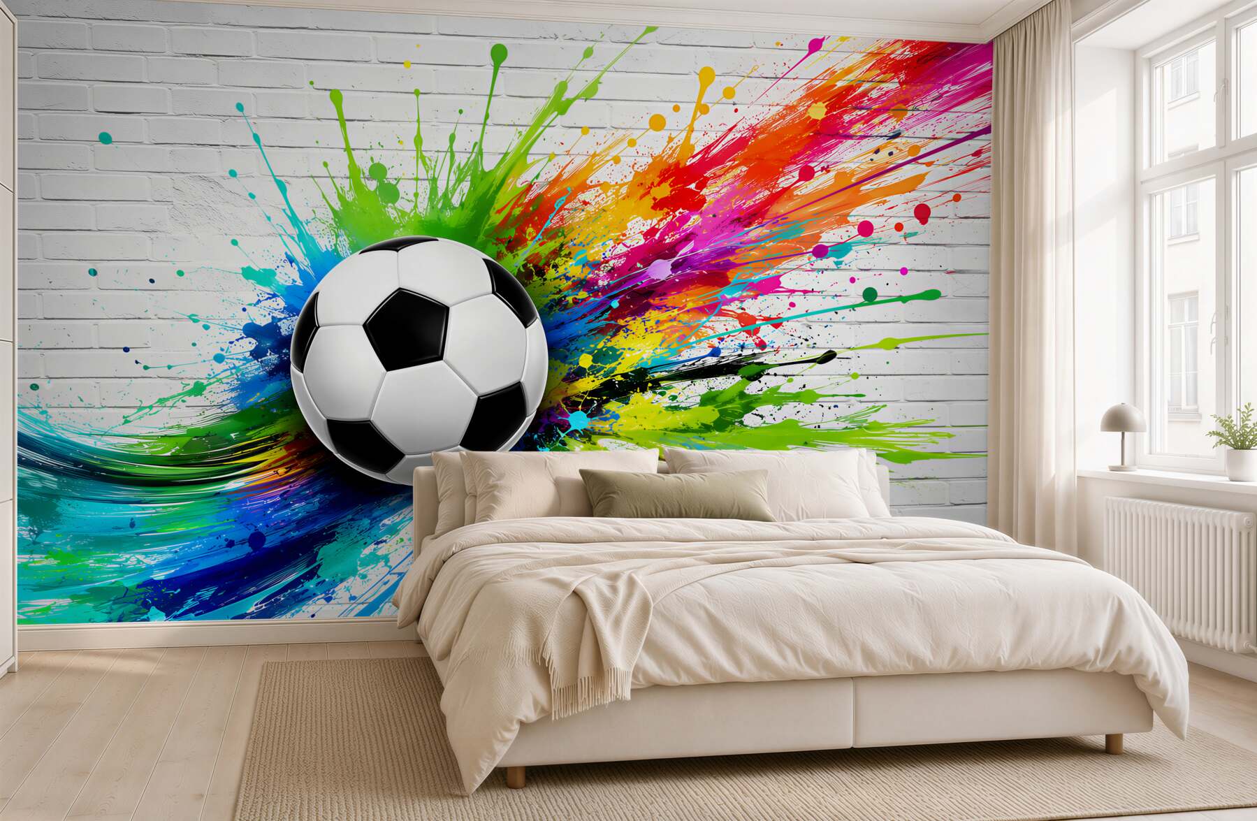 Papier peint ballon de football sur fond clair