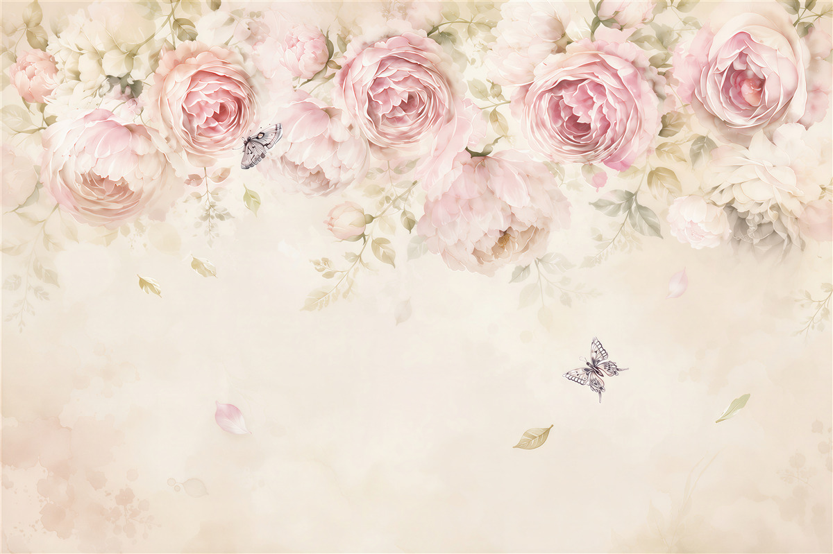 Papier peint guirlande de roses luxuriantes