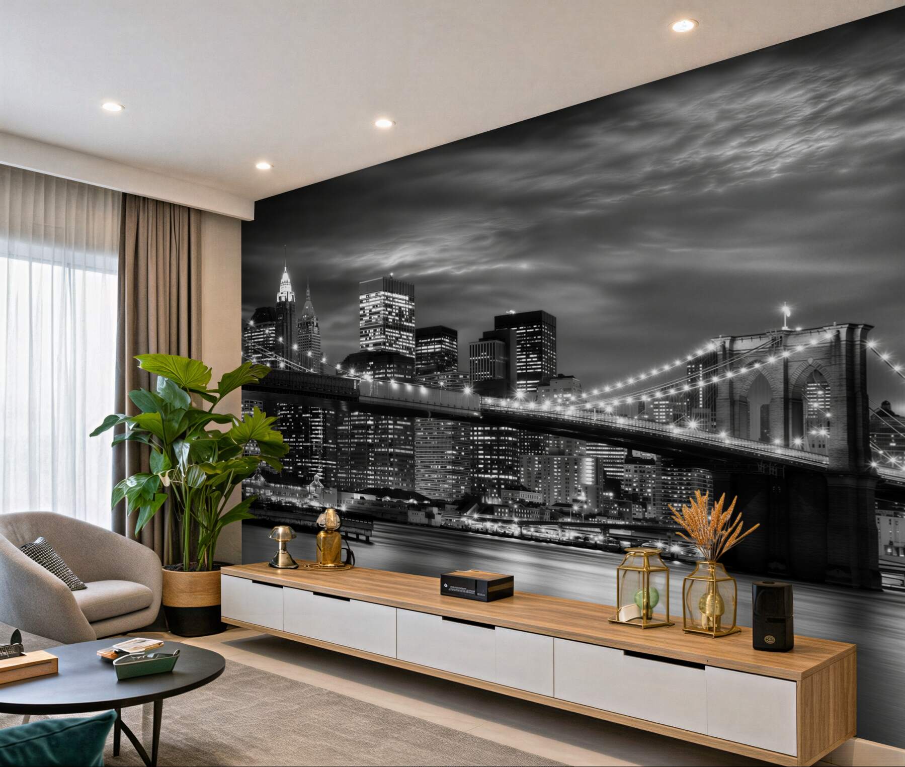 Papier peint New York en noir et blanc