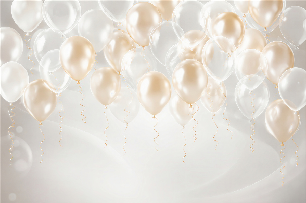 Papier peint Ballons blancs et dorés