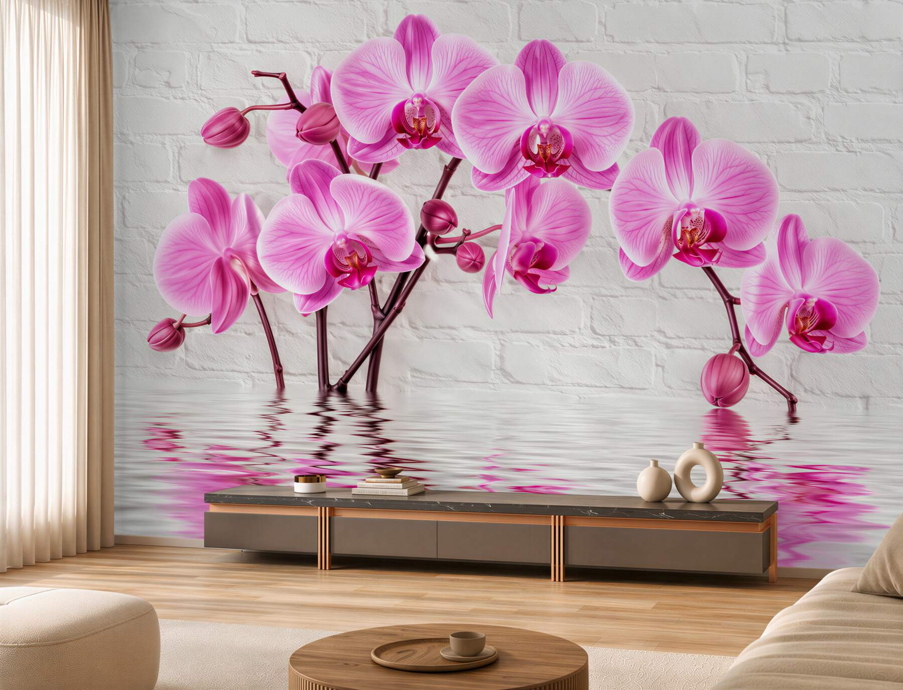 Papier peint douces orchidées lilas