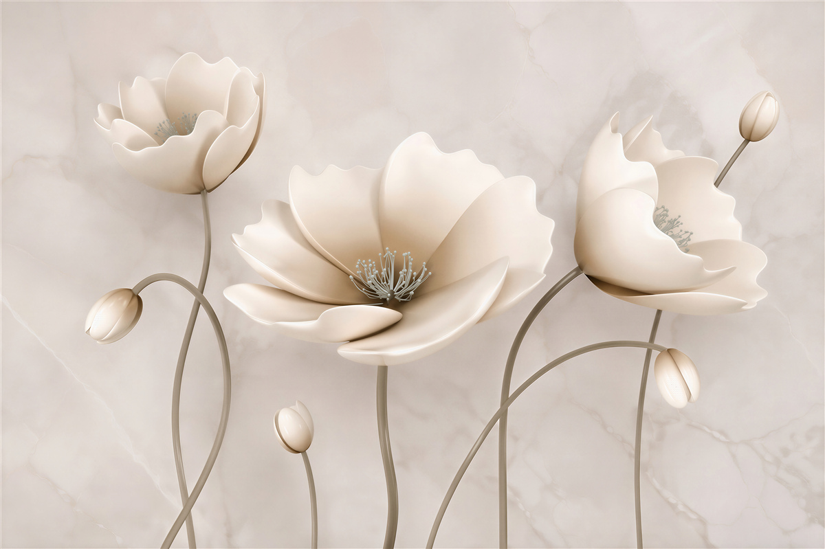 Papier peint jolies fleurs blanches