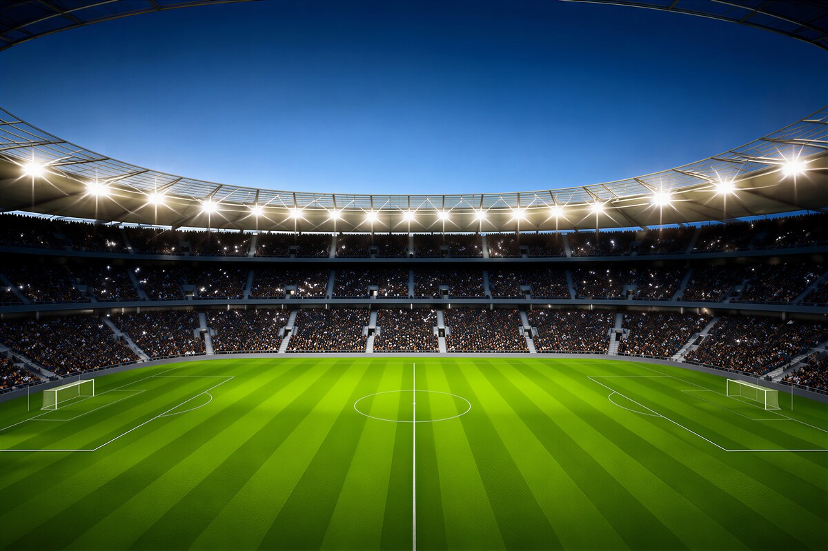 Papier peint Terrain de football avec des spectateurs
