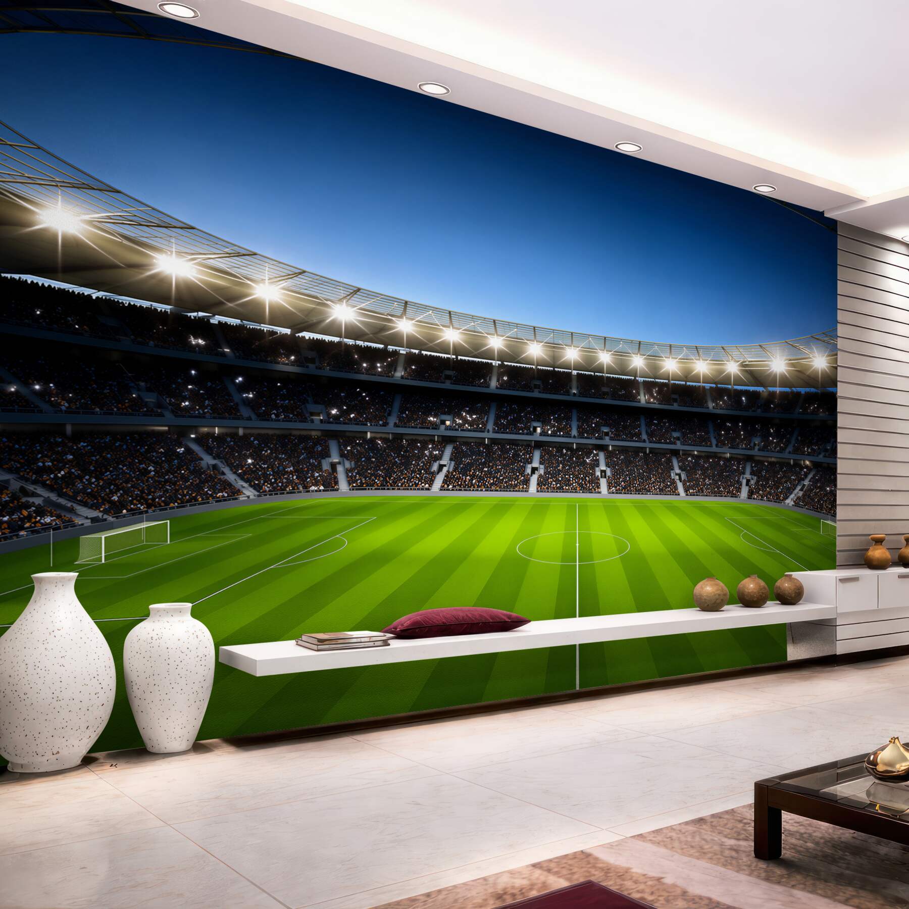Papier peint Terrain de football avec des spectateurs