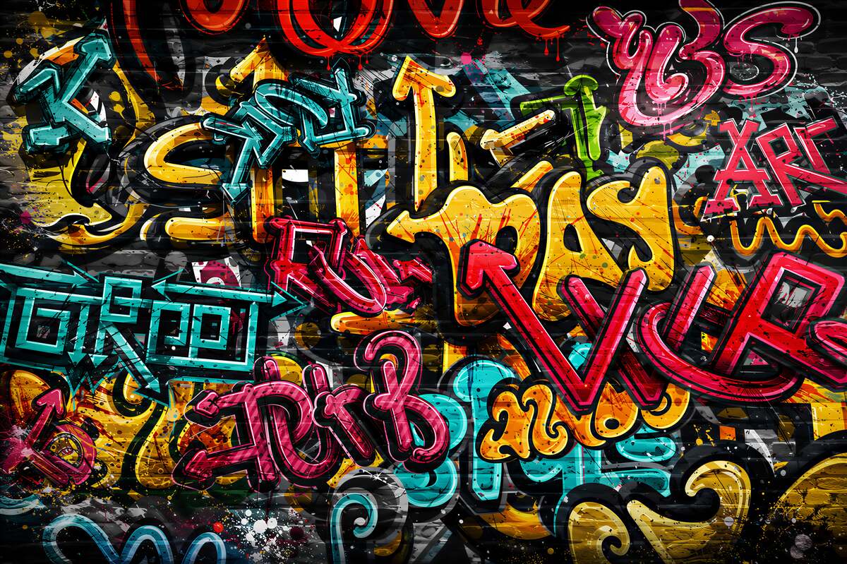 Papier peint graffiti urbain coloré