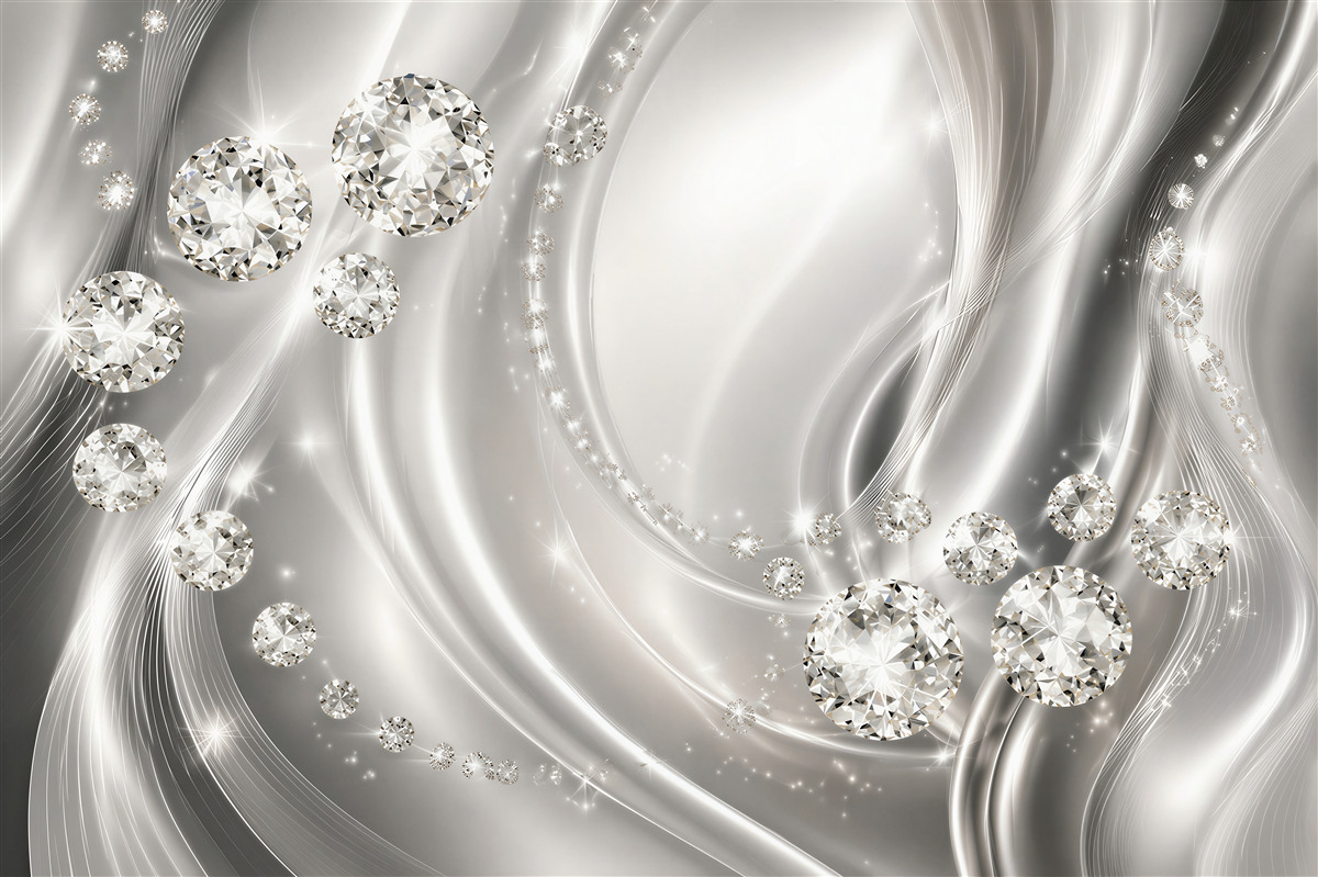 Papier peint diamants sur soie blanche