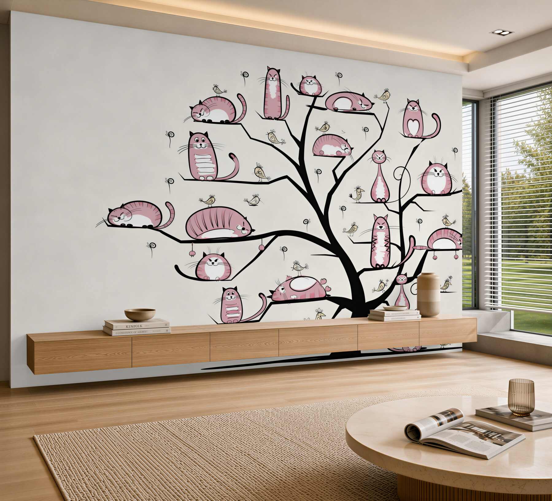Papier peint arbre à chat