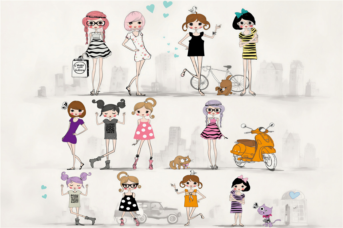 Papier peint filles de dessins animés