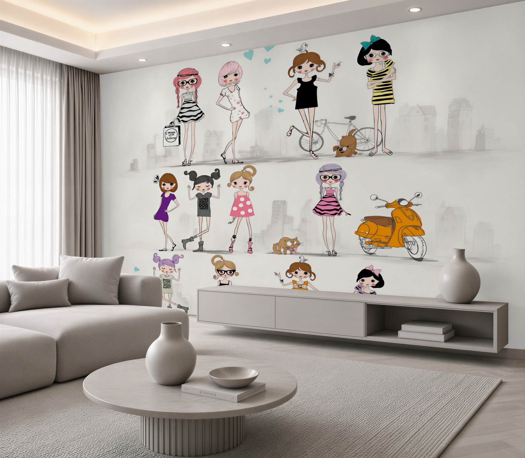 Papier peint filles de dessins animés