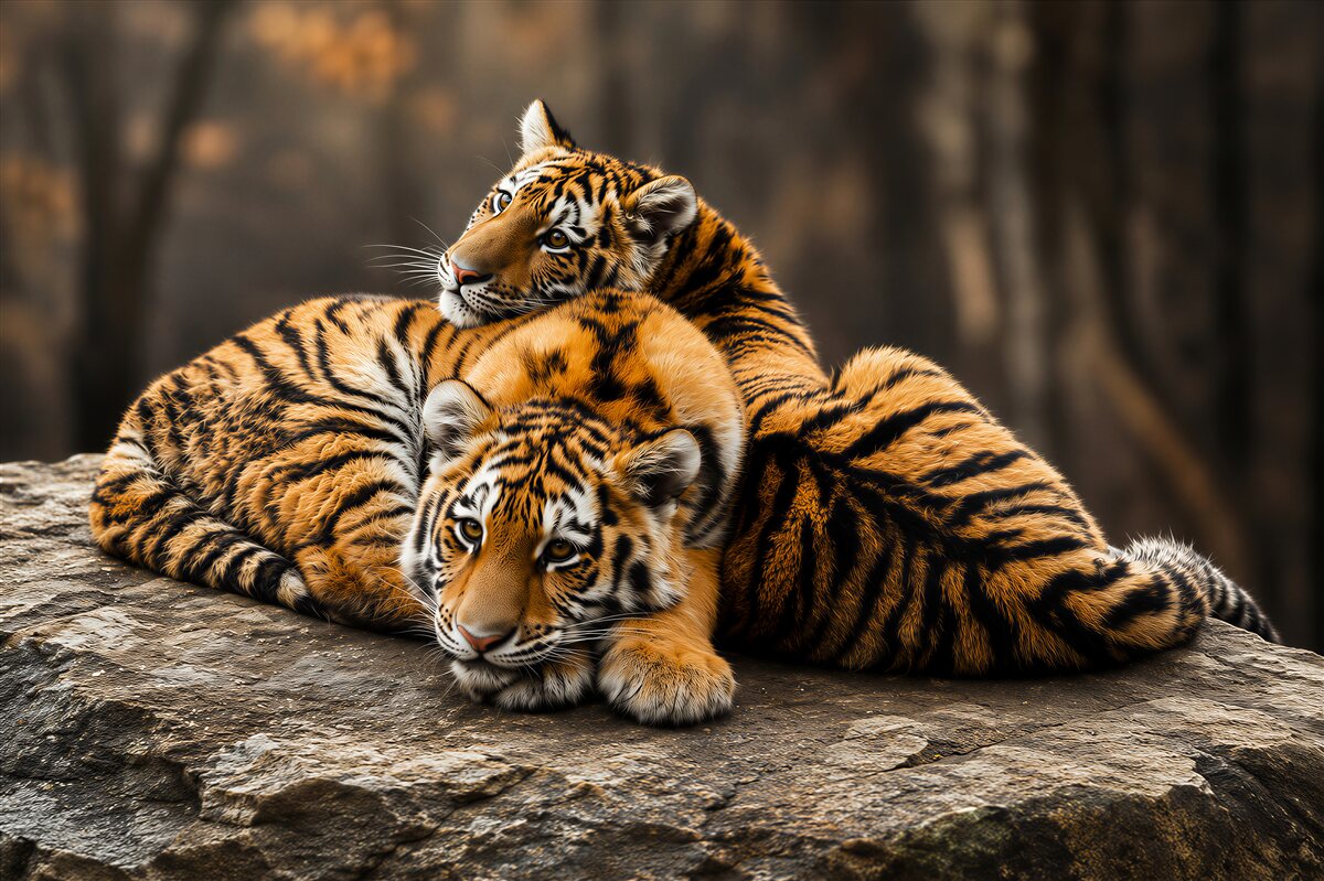 Papier peint beaux tigres dorment
