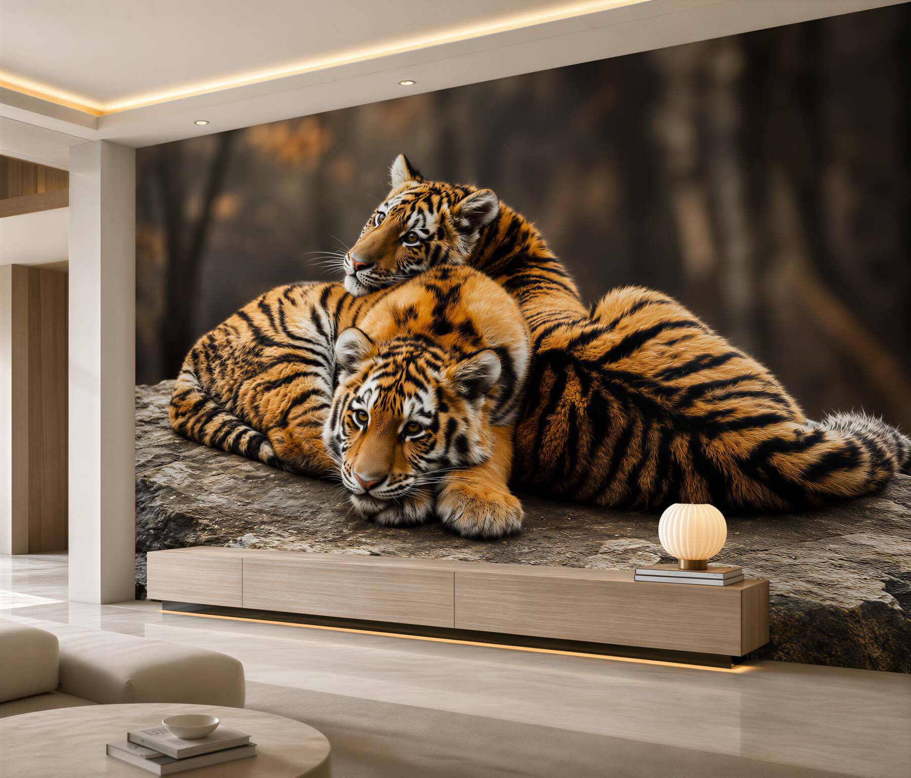 Papier peint beaux tigres dorment