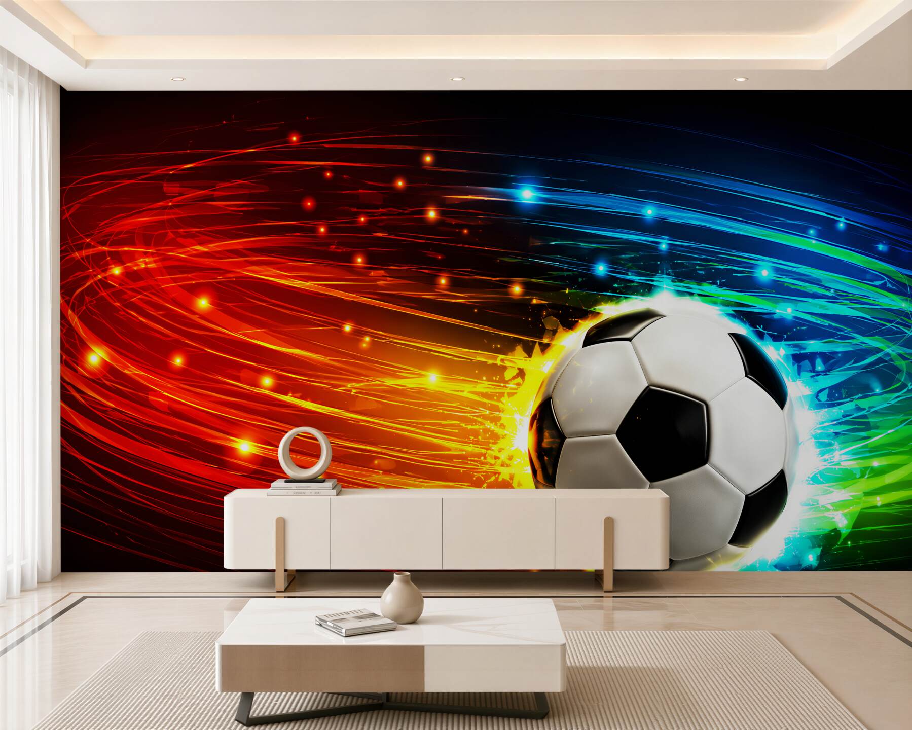 Papier peint football parmi des couleurs vives
