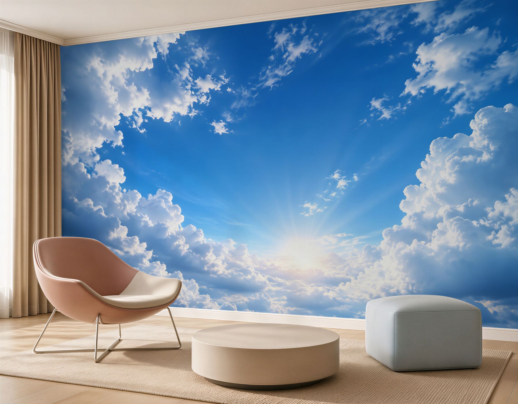 Papier peint rayons de soleil perçant les nuages