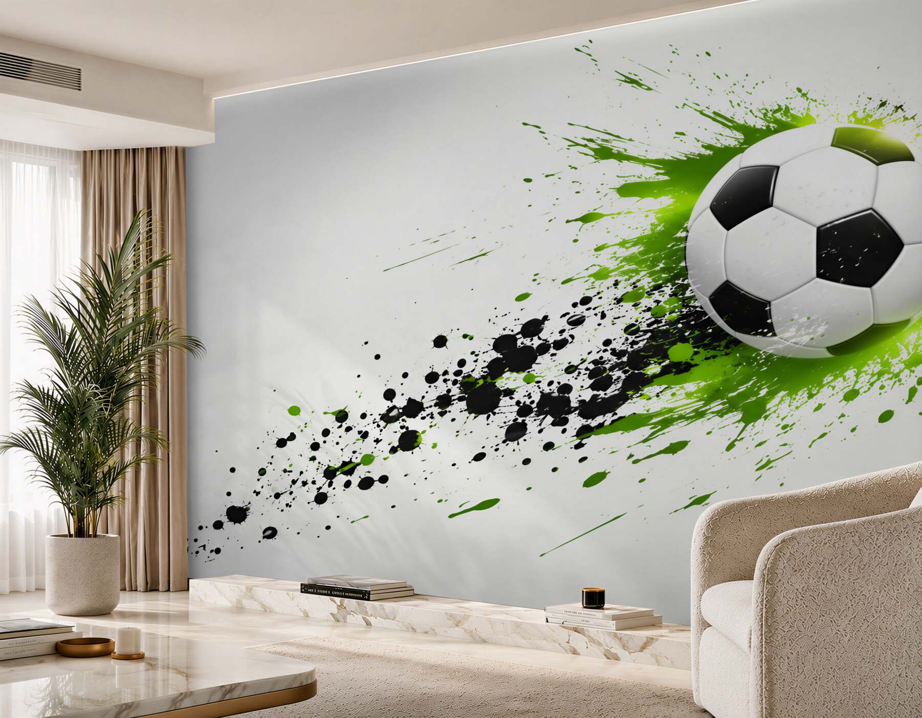 Papier peint football sur fond blanc