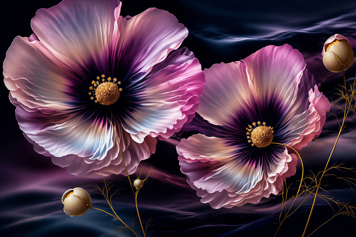 Papier peint magnifiques coquelicots blancs dans le vent