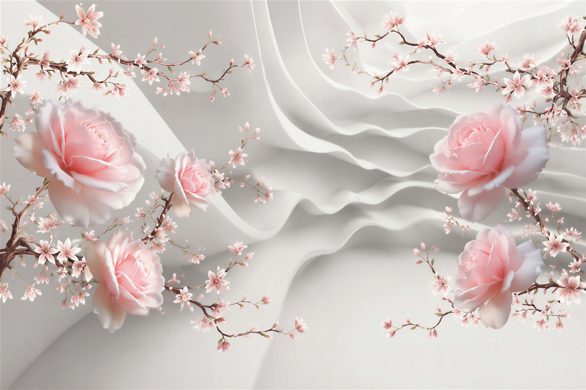 Papier peint délicate rose sur fond abstrait
